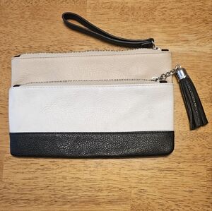 Express Cream And Black Wristlet Clutch